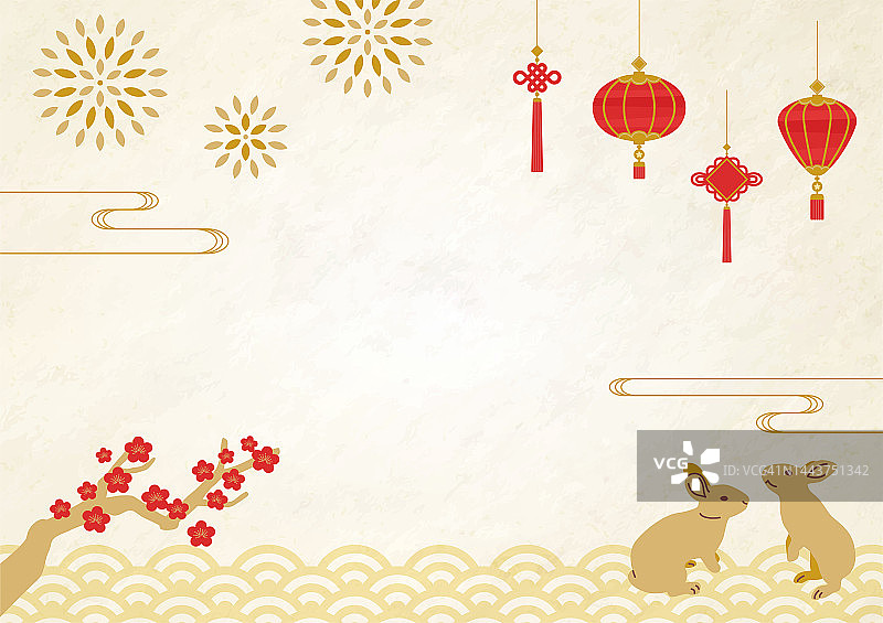 新年中国风插画背景图片素材