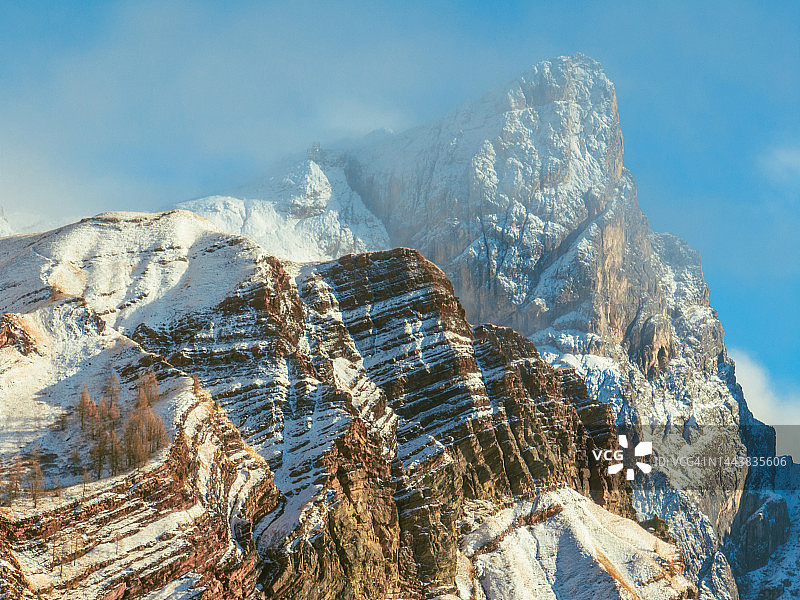 冬季多洛米蒂山脉航拍图片素材
