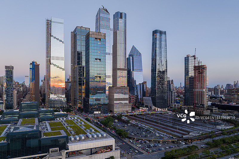 黄昏时分的哈德逊城市广场 - 城市景观航拍图片素材