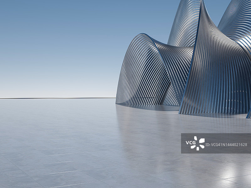 空旷的广场前的现代建筑图片素材