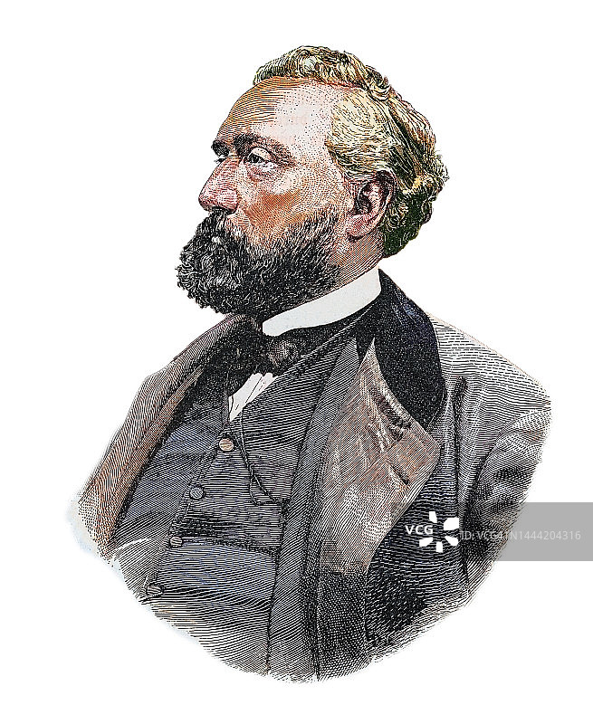 Léon甘贝塔，法国律师和共和政治家，1870年宣布法兰西第三共和国成立图片素材