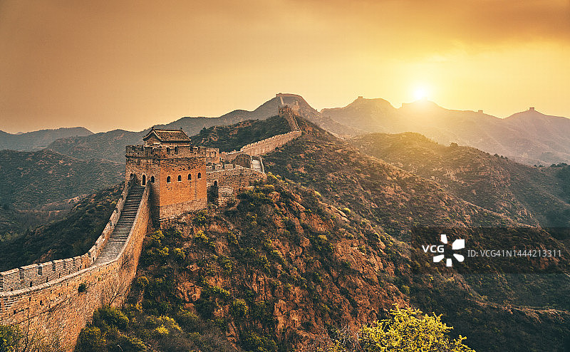 中国长城日出图片素材