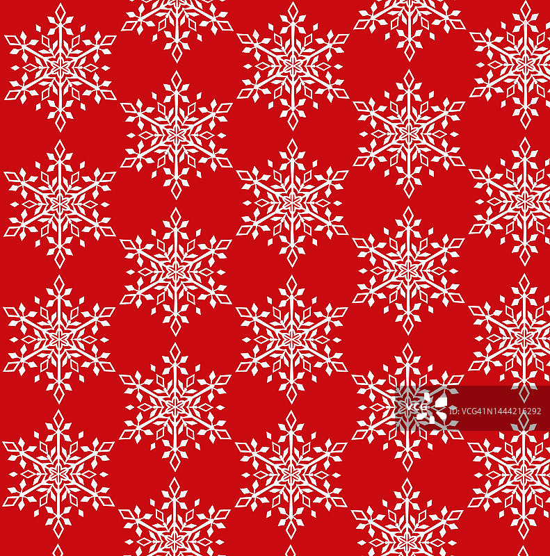 红色背景上的无缝雪花图案图片素材