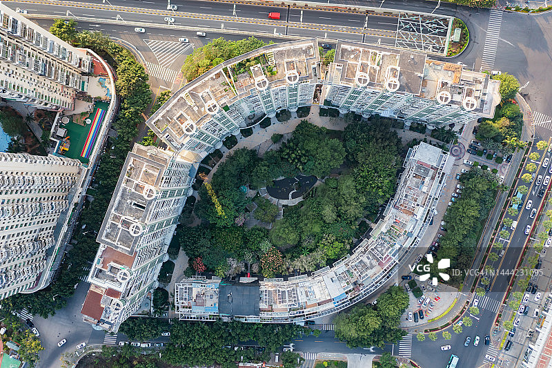 城市住宅楼鸟瞰图图片素材