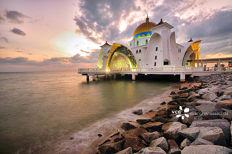 马六甲海峡清真寺图片素材
