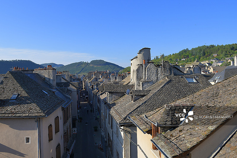 洛泽尔省 Marvejols 的石板屋顶图片素材