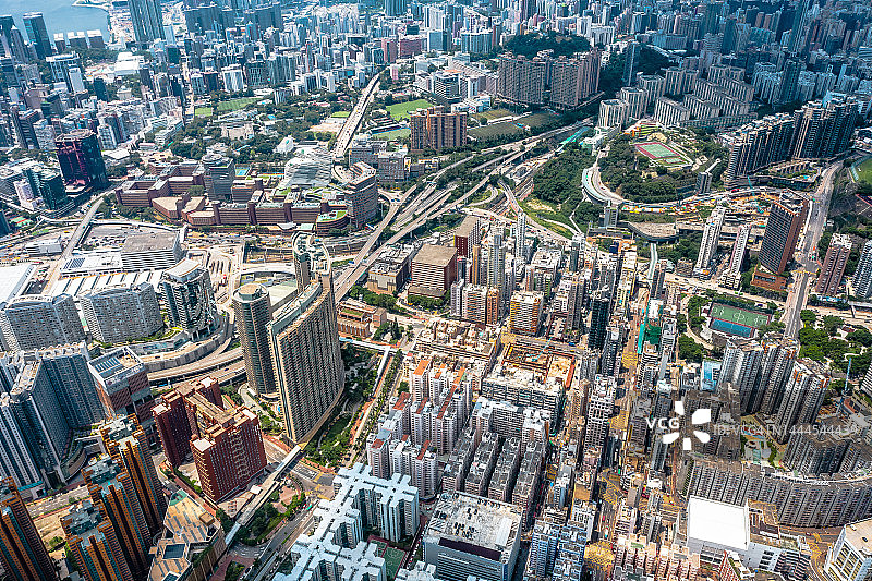 香港九龙城市景观无人机视角图片素材