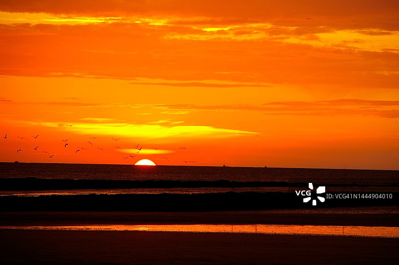 特鲁维尔日落美景图片素材