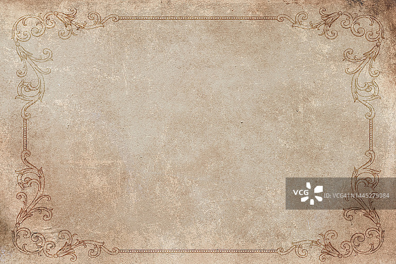 具有古典相框的旧纸纹理背景图片素材
