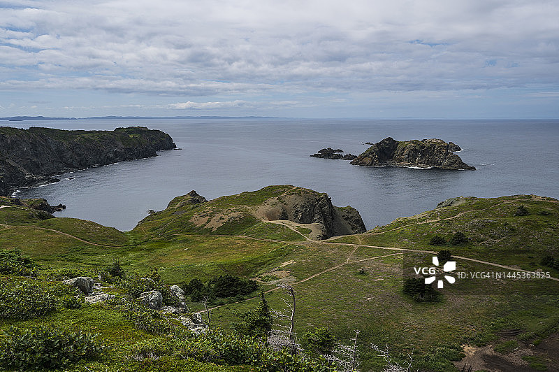 加拿大拉布拉多纽芬兰特威林盖特：阴天下的海岸线图片素材