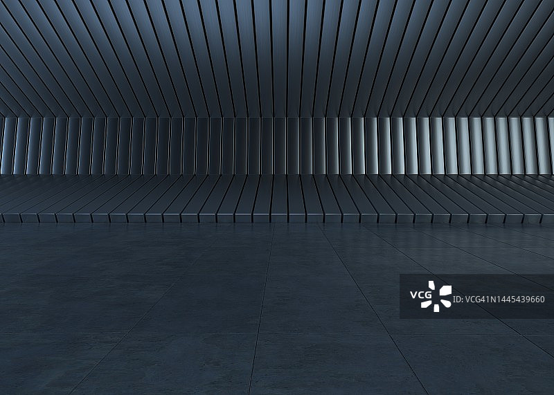 混凝土墙地面空房间3D渲染图片素材