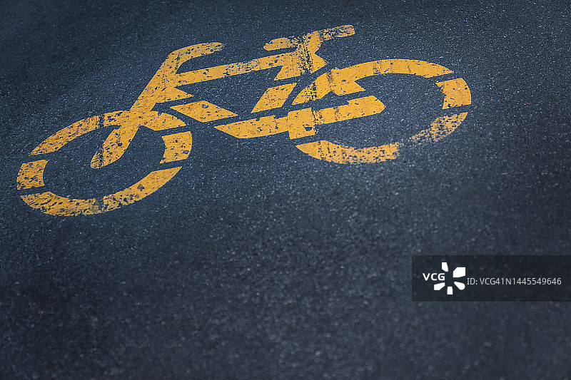 自行车道道路标志绘画图片素材