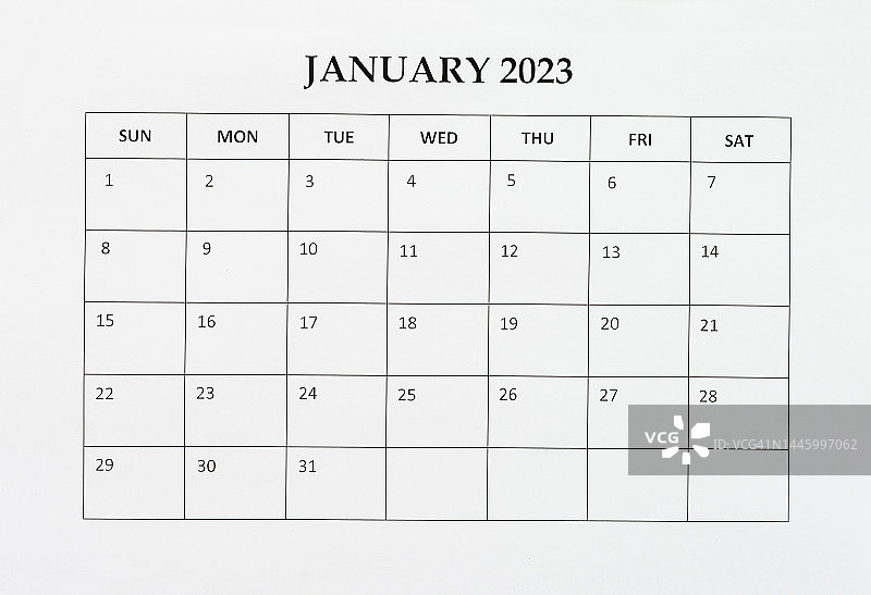 一月月历图片素材
