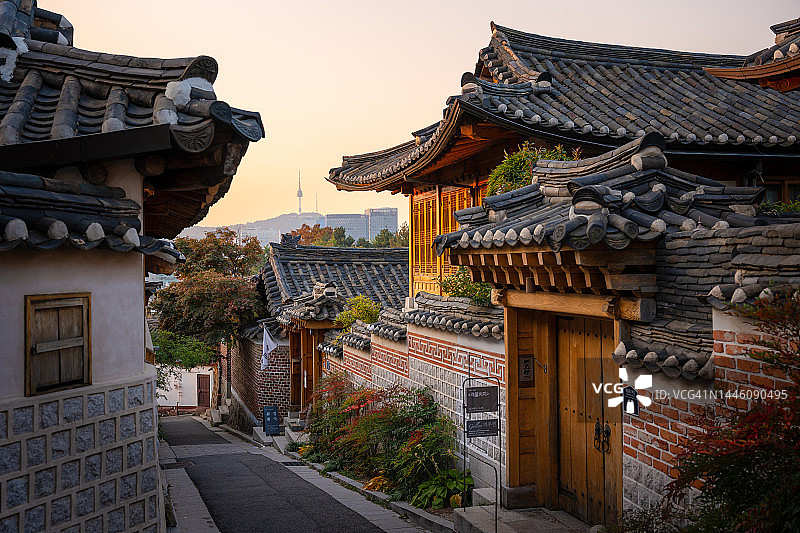 韩国首尔北村韩屋村古村落图片素材
