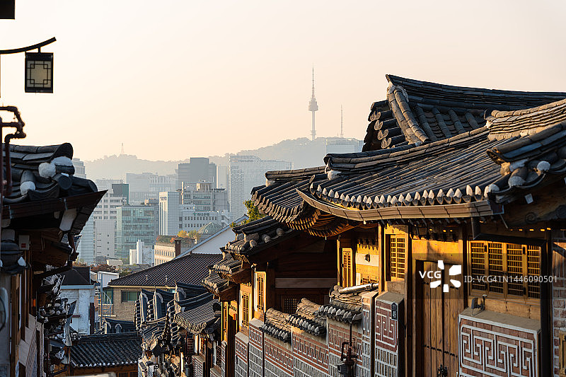 韩国首尔北村韩屋村古村落图片素材
