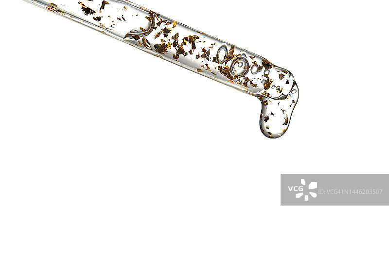 白色背景上带有金色颗粒的血清移液器图片素材