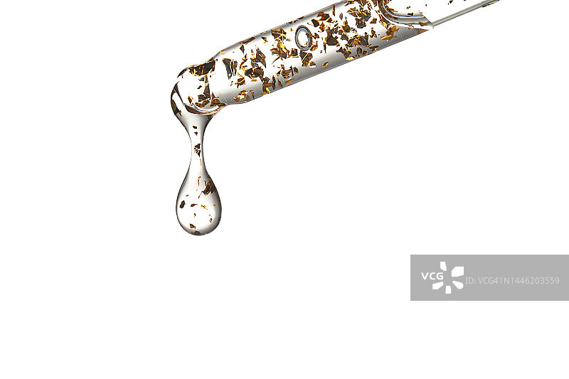 白色背景上带有金色颗粒的血清移液器图片素材