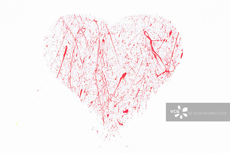 水粉纹理红色颜料飞溅爱心背景图片素材