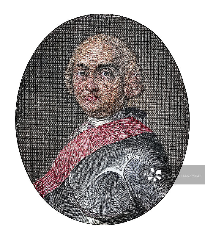 库尔特·克里斯托夫·冯·施维林伯爵肖像（1684年10月26日-1757年5月6日），普鲁士陆军元帅，弗里德里克大帝麾下的主要指挥官之一图片素材