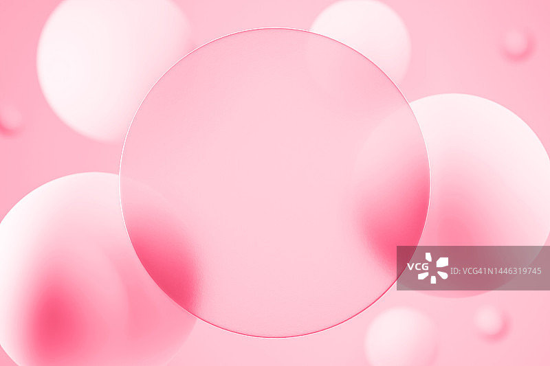未来主义粉色背景与3D圆圈图片素材