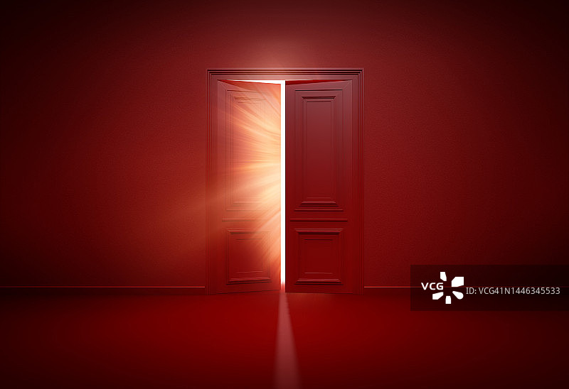 3D室内，红色开门，背景图图片素材