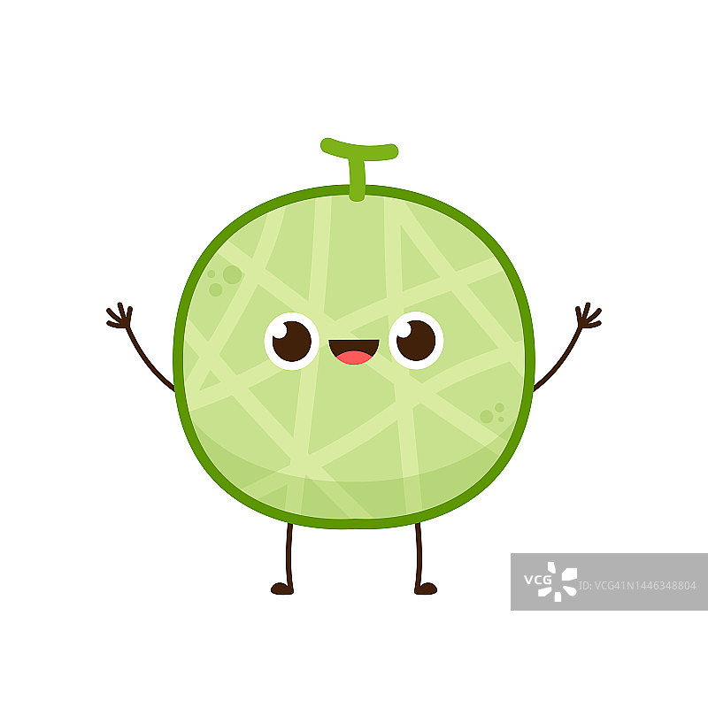 白色背景上的甜瓜卡通矢量图片素材