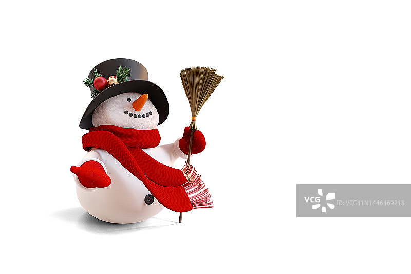 白色背景上的3D雪人渲染，圣诞节图片素材