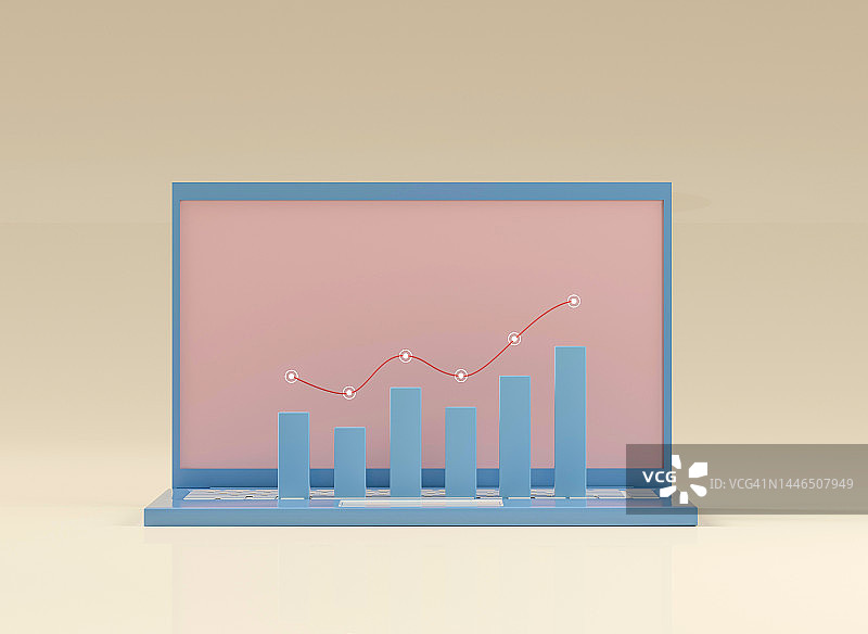 电脑和经济上升趋势图图片素材