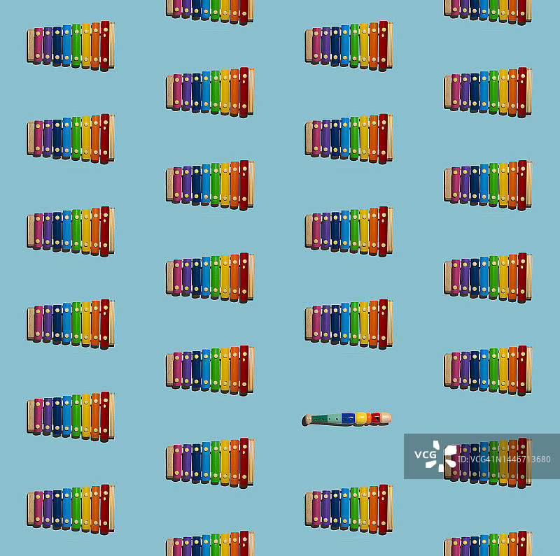 带单支长笛的彩色木琴图案图片素材