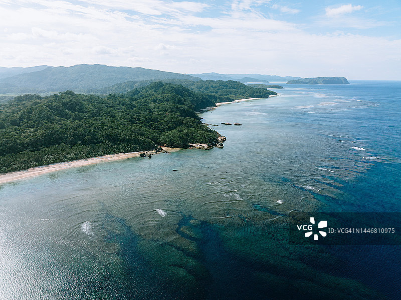 日本冲绳县西表岛鸟瞰图图片素材