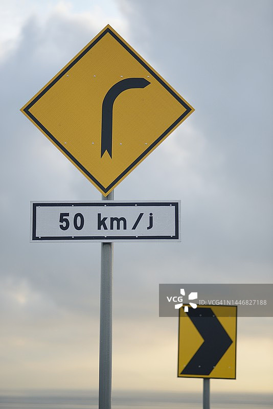 限速右转路标图片素材