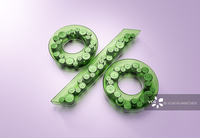 透明百分比符号内的齿轮图片素材