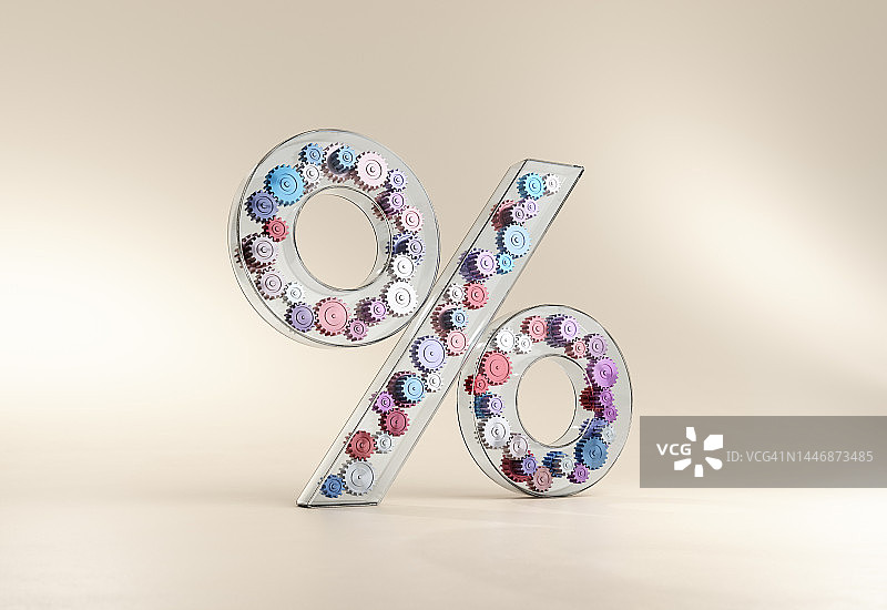 透明百分比符号内的齿轮图片素材