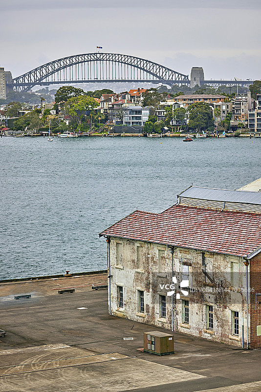 悉尼海港大桥和鹦鹉岛的历史建筑，澳大利亚图片素材