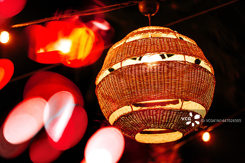 中国新年庆祝活动用木制竹灯笼图片素材