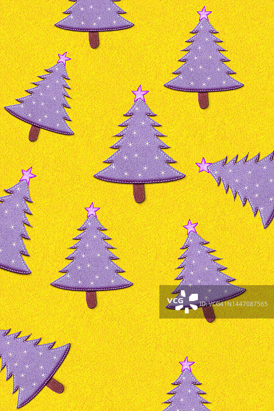 紫色和黄色圣诞树无缝图案图片素材
