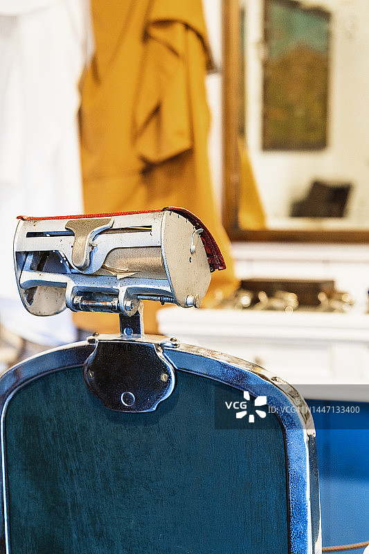 古老的理发椅特写图片素材