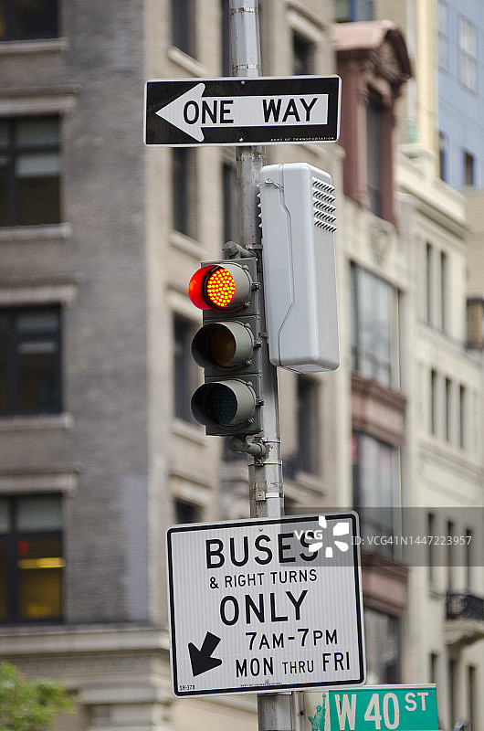 曼哈顿的纽约市红绿灯图片素材