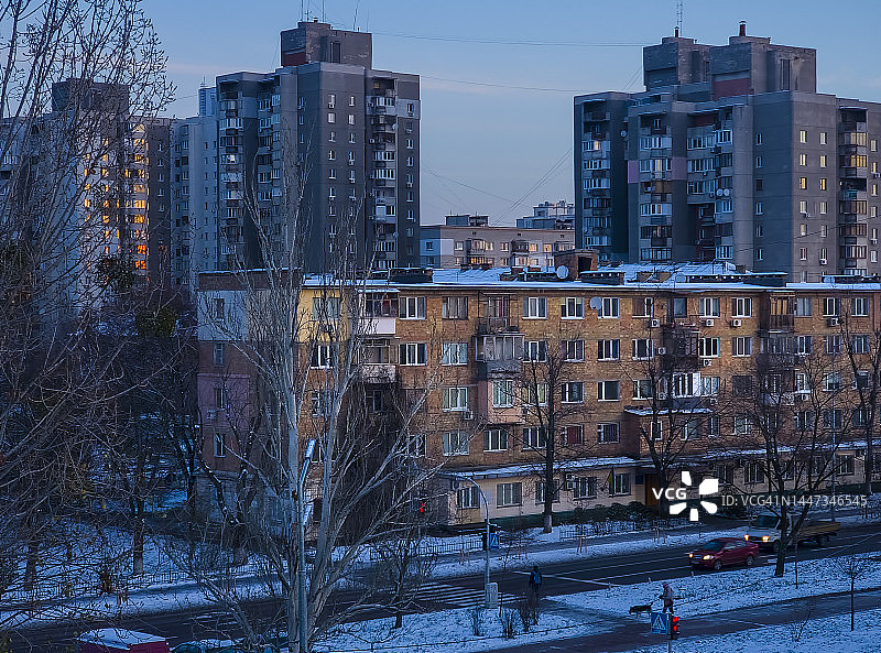 基辅城市居民区冬日景色图片素材