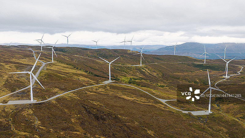 苏格兰风力发电场航拍图片素材