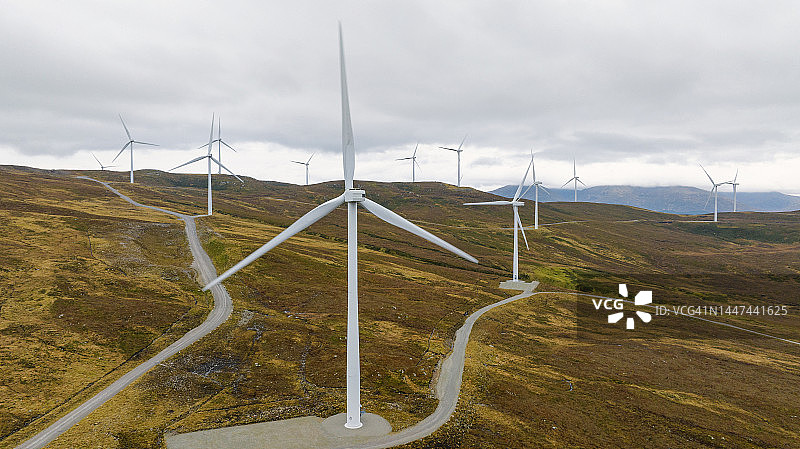 苏格兰风力发电场航拍图片素材