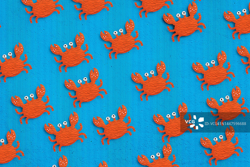 卡通螃蟹无缝图案图片素材