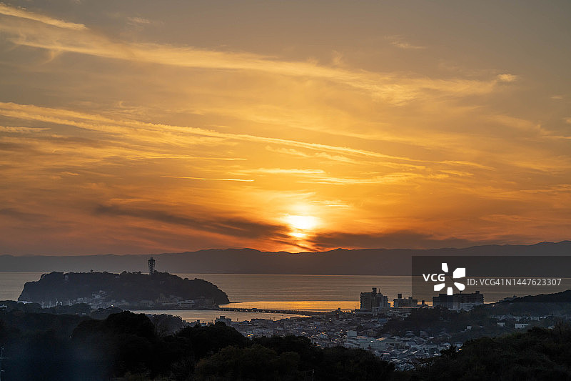 日本神奈川海边的住宅区图片素材