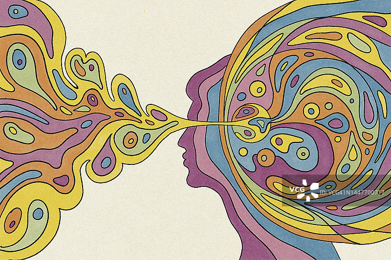 彩色波浪男士记号笔风格插画图片素材