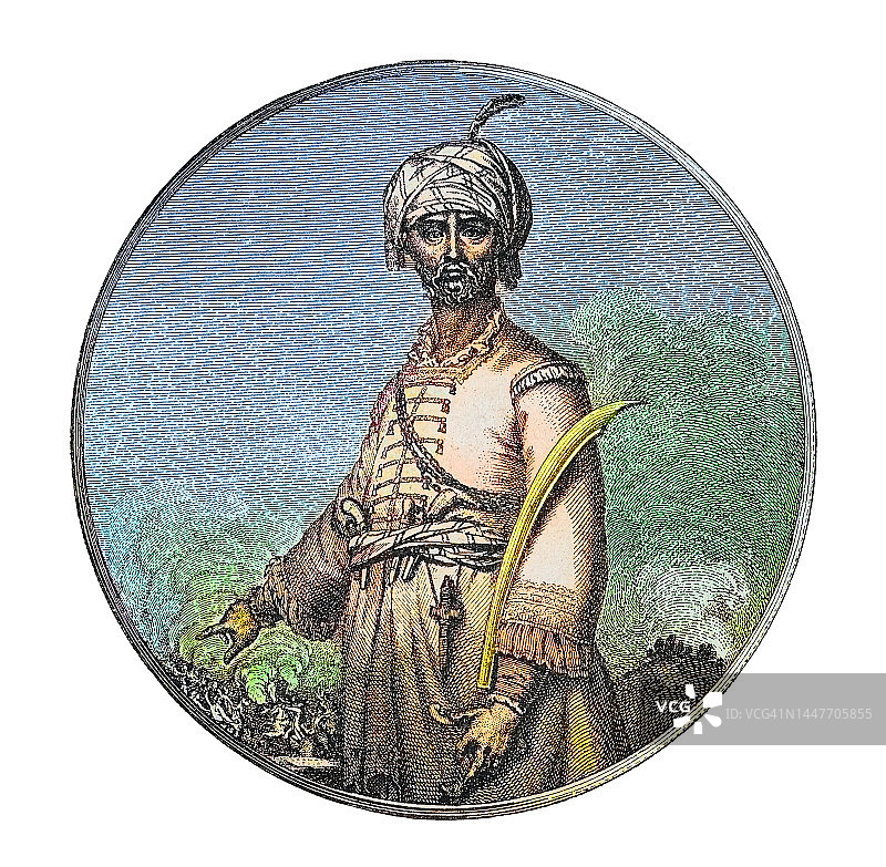 海德尔·阿里（约1720年—1782年12月7日）肖像，他是印度南部迈索尔王国的苏丹和实际统治者图片素材