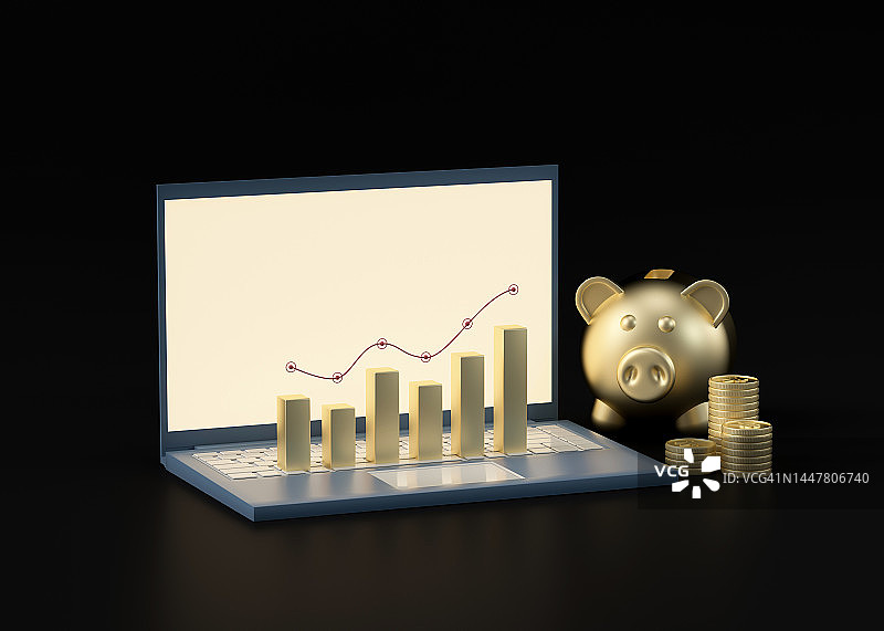 电脑和经济上升趋势图图片素材