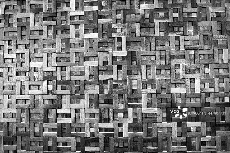 由多个木制矩形几何形状组成的木墙图片素材