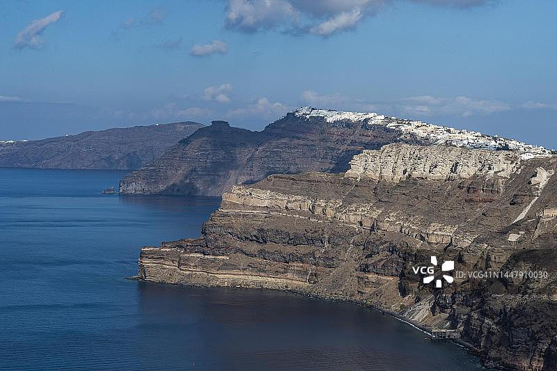 希腊圣托里尼火山口全景图片素材