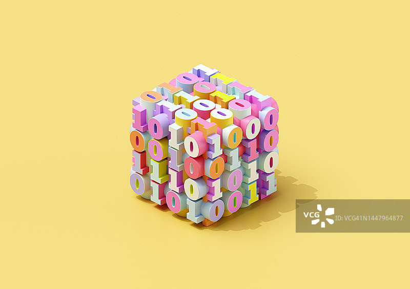 构成一个立方体的二进制数字图片素材
