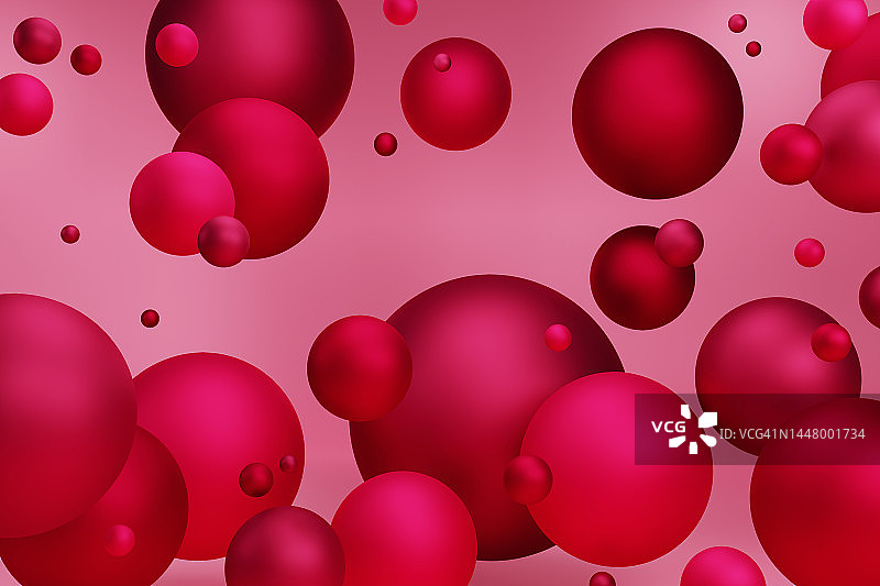 红色粉色3D气泡图案，抽象背景图片素材